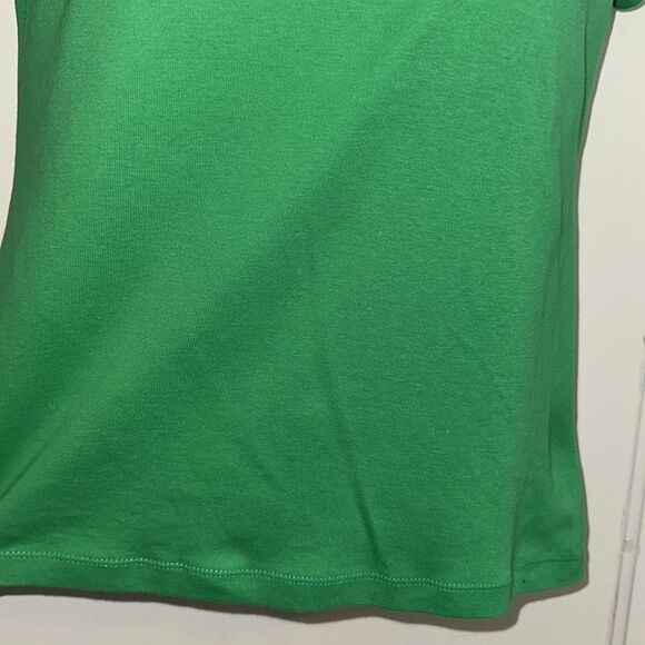 Lauren Ralph Lauren Green Fitted Button Down Short Sleeve Cotton Polo Shirt - Picture 3 of 8